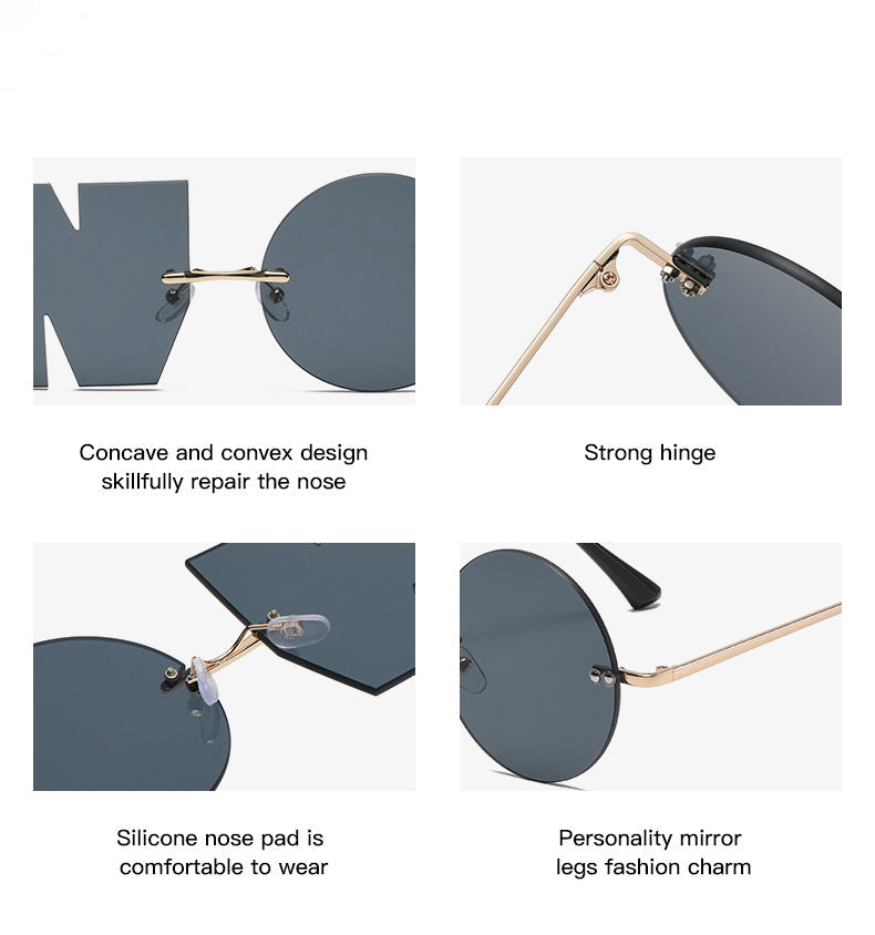 ALPHABET-SHAPED RIMLESS SUNGLASSES