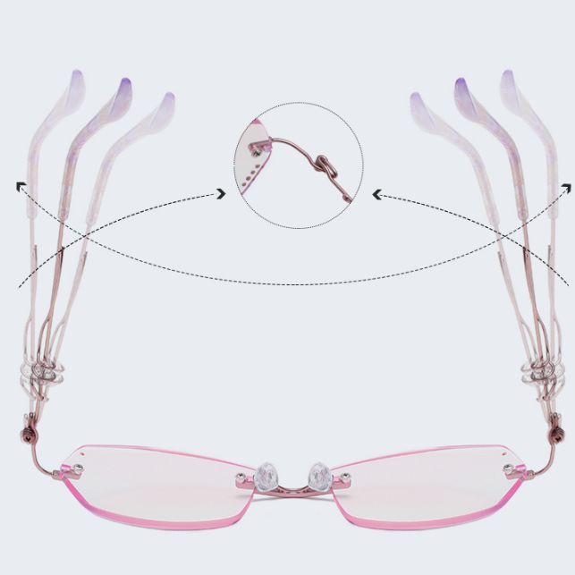 Rimless cut rim diamond anti blue light glasses