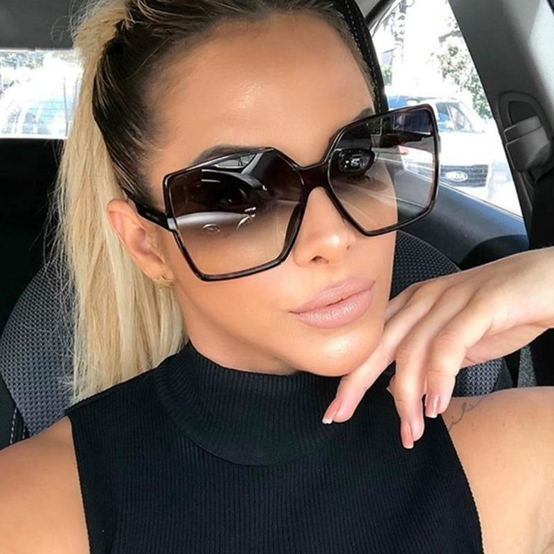 Oversize Gradient Merk Designer leopard Sunglasses