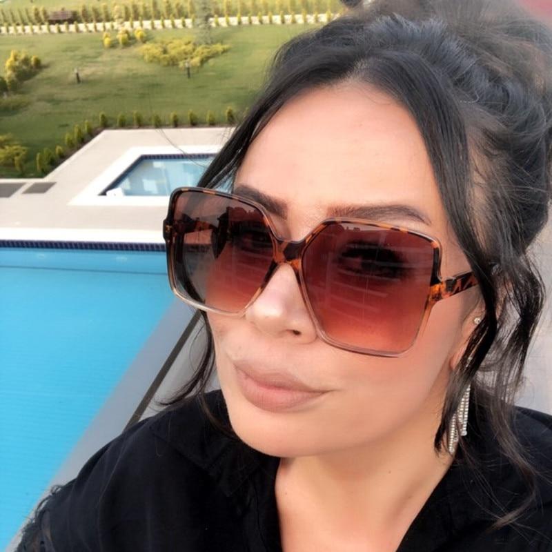 Oversize Gradient Merk Designer leopard Sunglasses