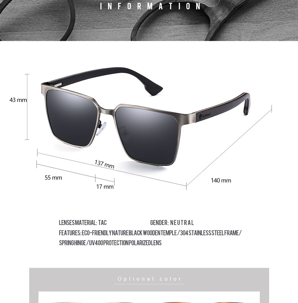 Men's Square Metal Frame Sunglasses