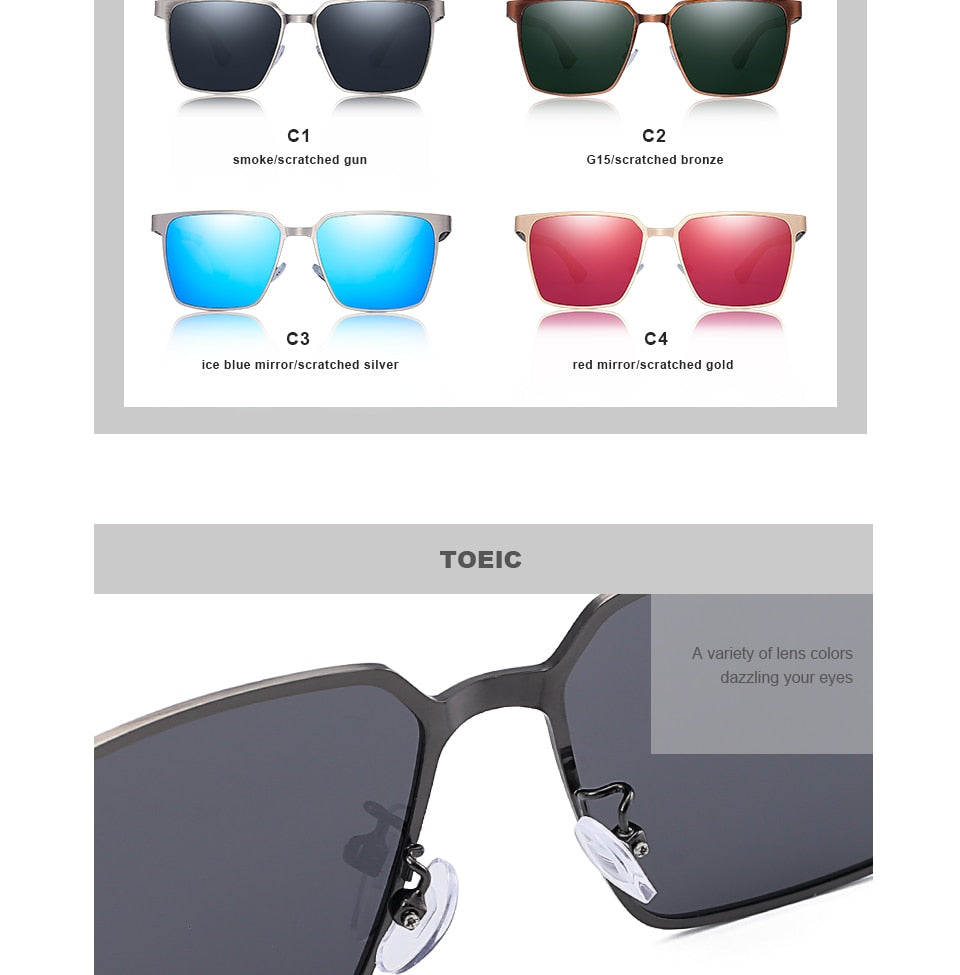 Men's Square Metal Frame Sunglasses