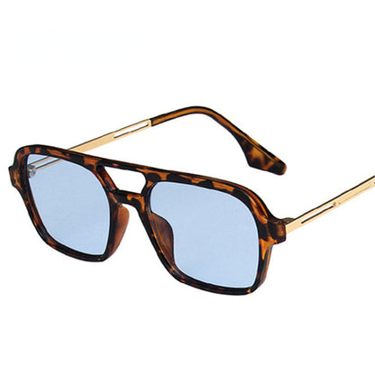 Retro Double Bridges Leopard SunGlasses