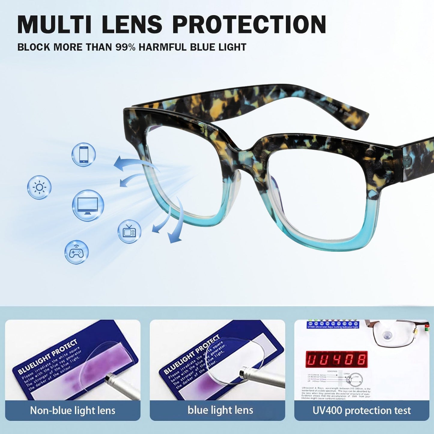 Anti-blue light reading glasses