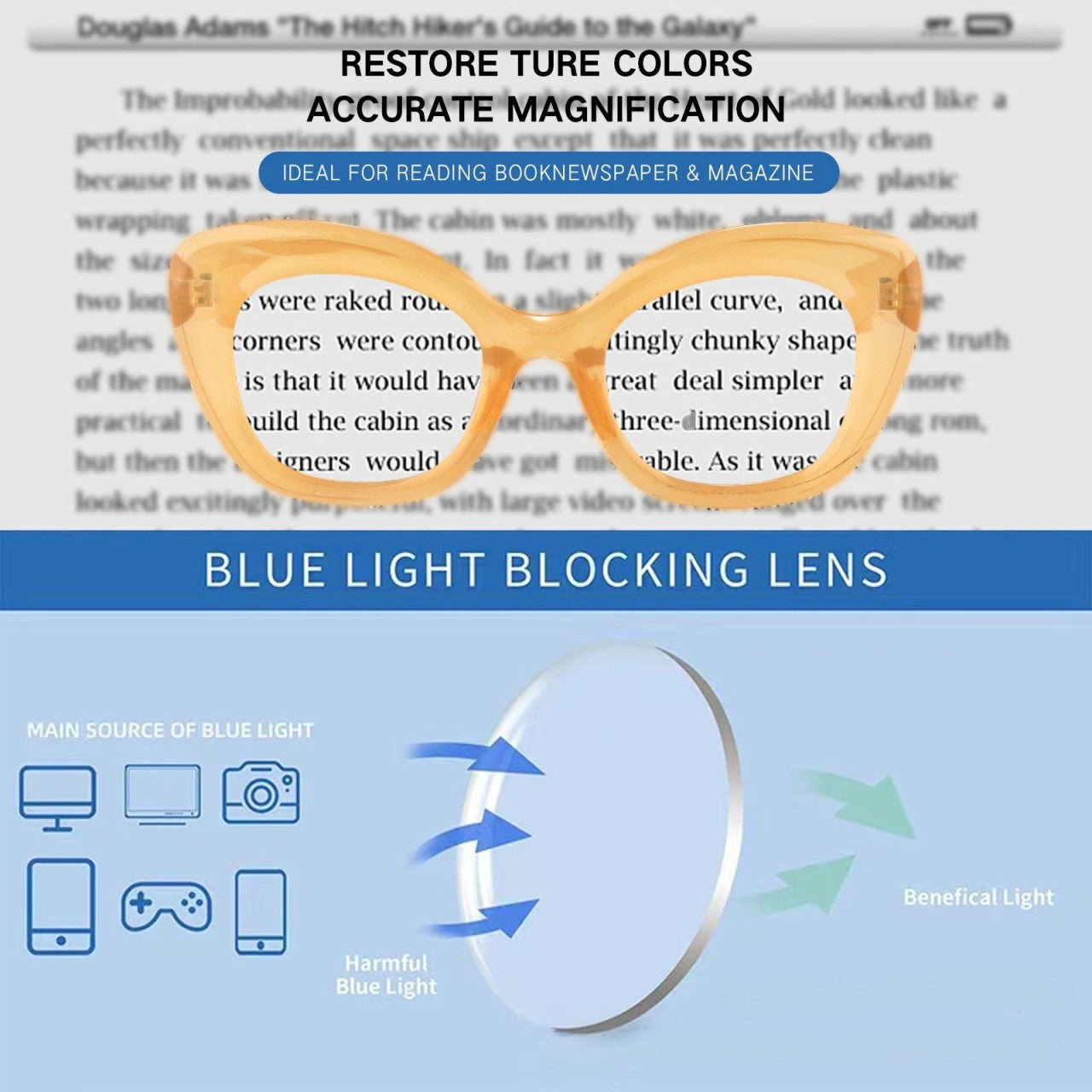 Retro anti-blue light reading glasses