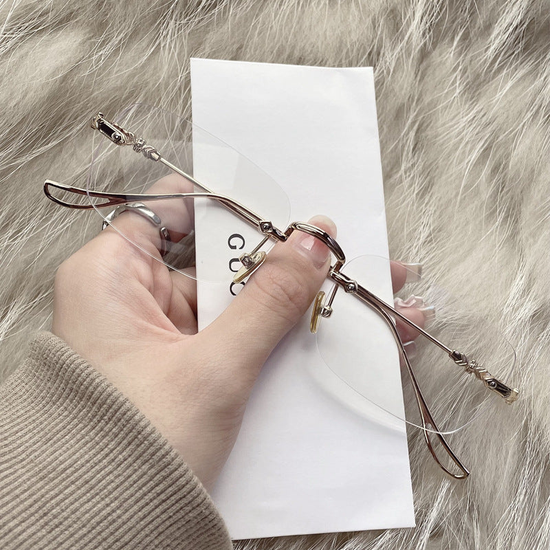 Rimless metal color-changing glasses