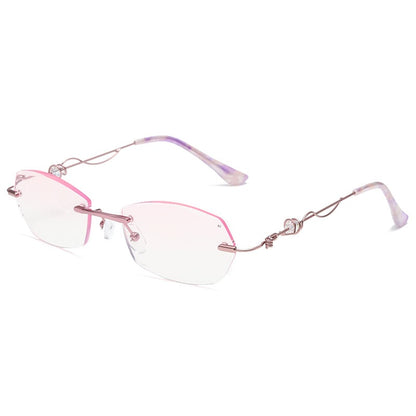 Rimless cut rim diamond anti blue light glasses