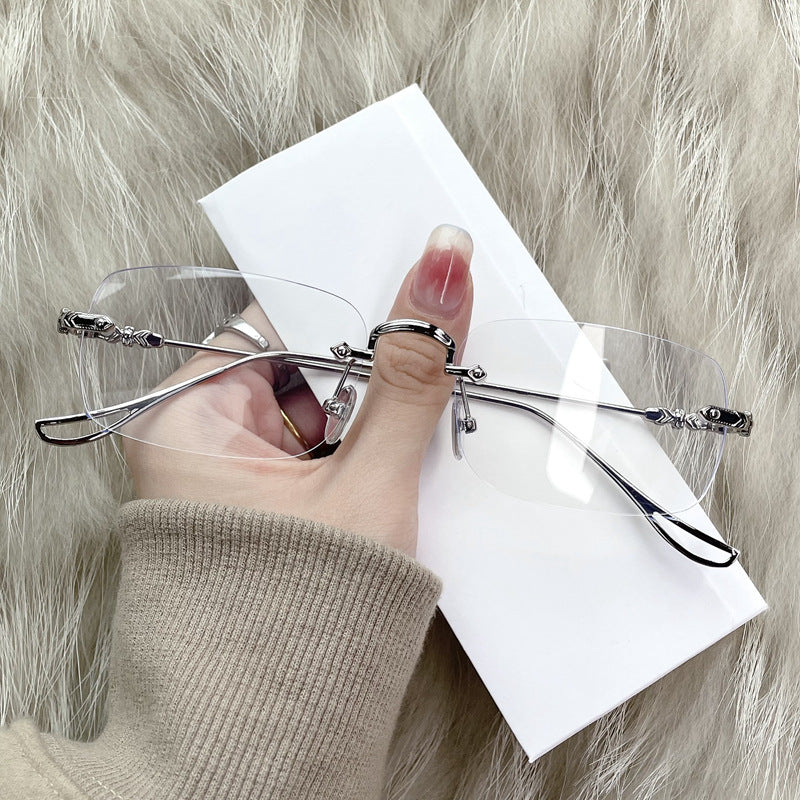 Rimless metal color-changing glasses