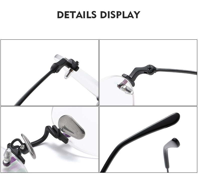 Corvin Titanium Semi-Rimless Round Glasses Frames