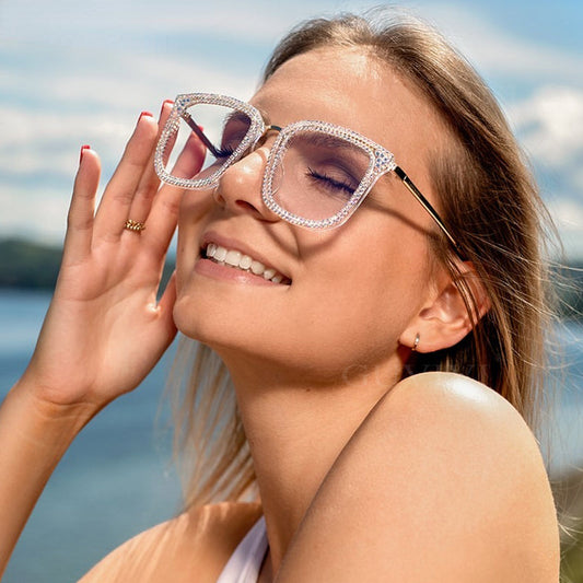 Luxury Rhinestone Frame Anti Blue Light Glasses