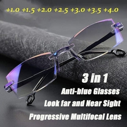 Smart zoom anti-blue reading glasses