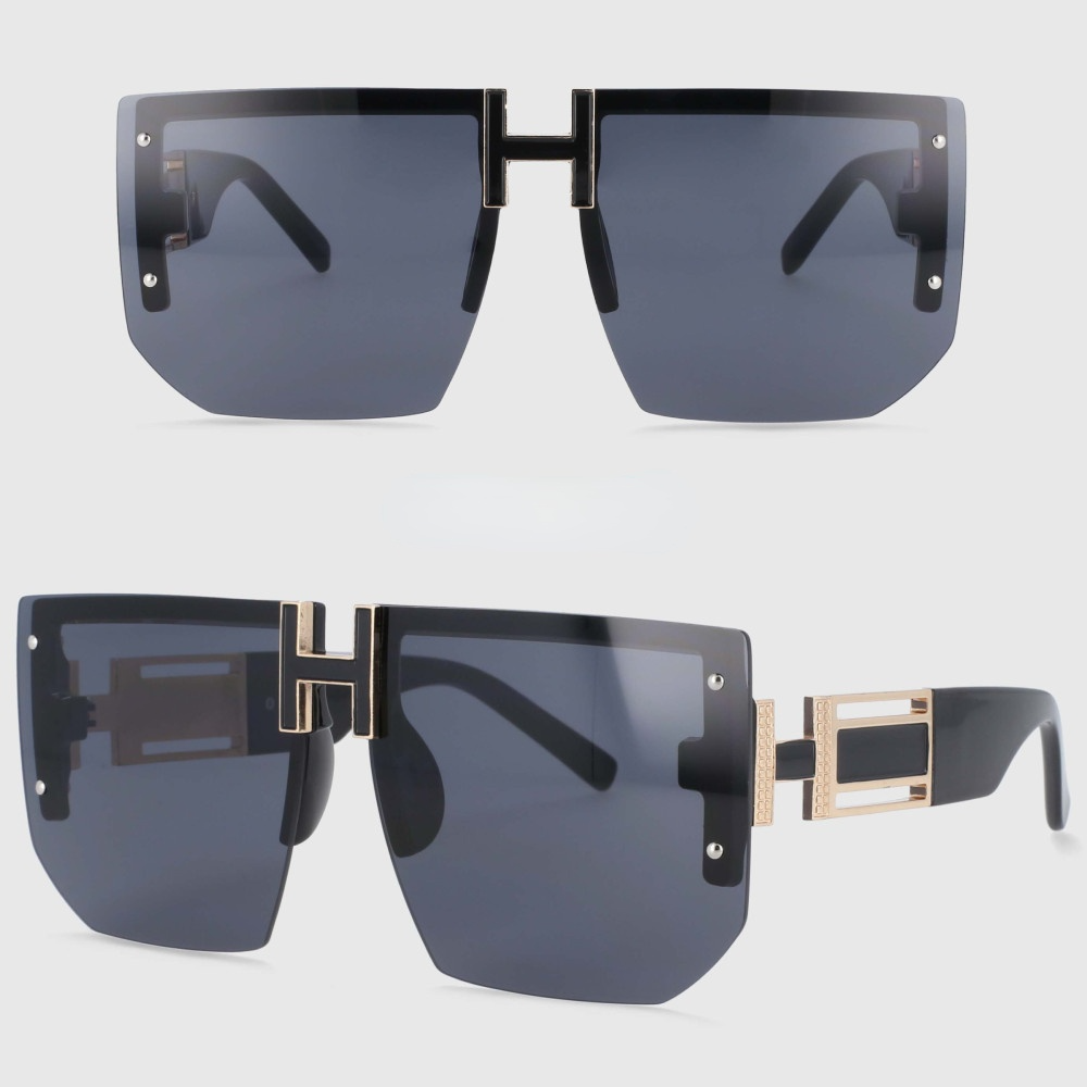 Big Size Rimless Polygon Ladies Sunglasses
