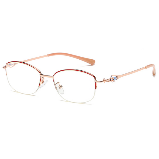 Diamond half frame anti-blue light reading glasses
