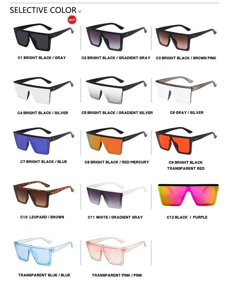 Vintage Design Big Frame Mirror Sunglasses
