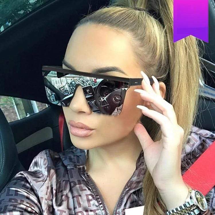 Vintage Design Big Frame Mirror Sunglasses