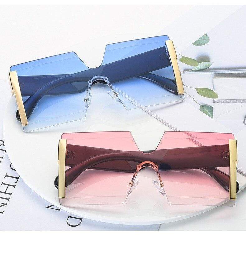 Rimless sunglasses oversized personalized glasses