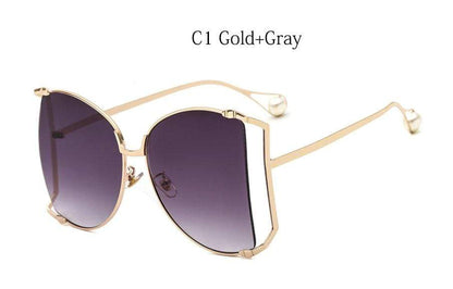 New Brand Pearls Half Round Sunglasses