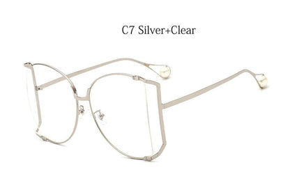 New Brand Pearls Half Round Sunglasses