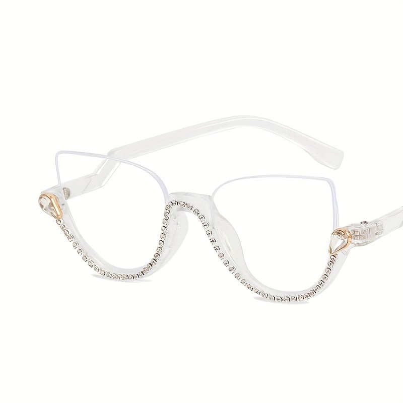 Rhinestone decoration half frame presbyopia glasses