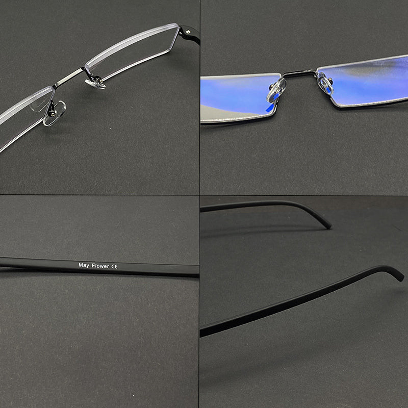 Blue light reading metal square glasses