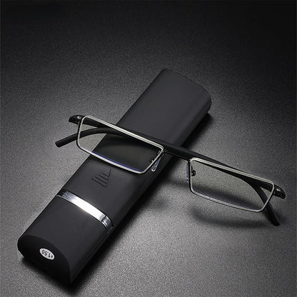 Blue light reading metal square glasses