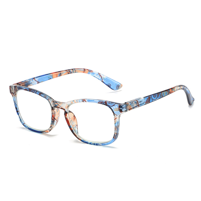 Printed large frame anti-blue light reading glasses