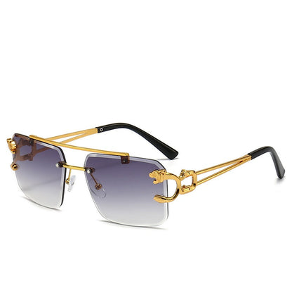 Trendy tinted square rimless sunglasses