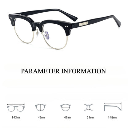 Acetate Semi-Rimless Oval Glasses Frames 015