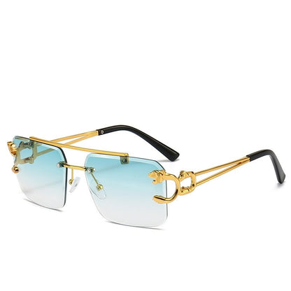 Trendy tinted square rimless sunglasses