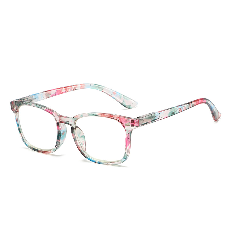 Printed large frame anti-blue light reading glasses