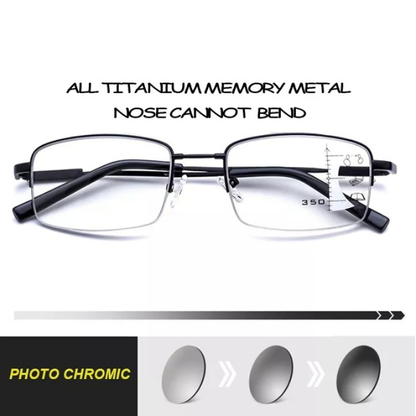 Multi-focus memory titanium frame anti-blue light glasses