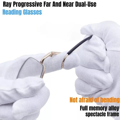 Multi-focus memory titanium frame anti-blue light glasses