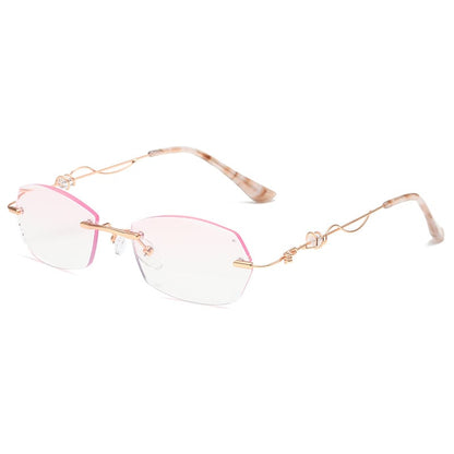 Rimless cut rim diamond anti blue light glasses