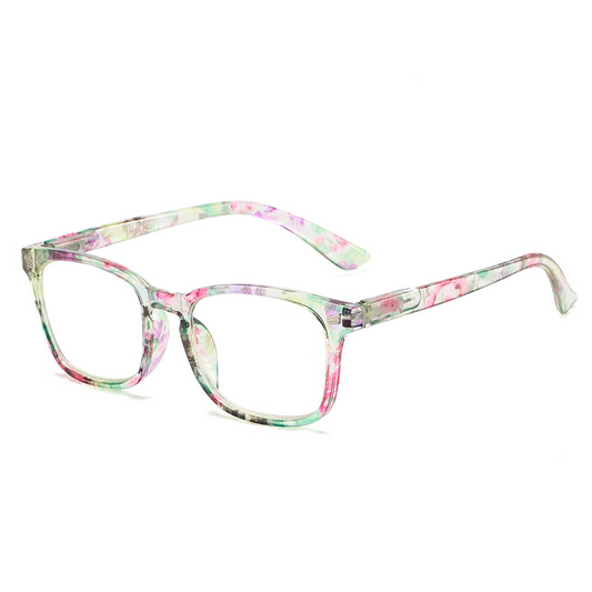Printed large frame anti-blue light reading glasses