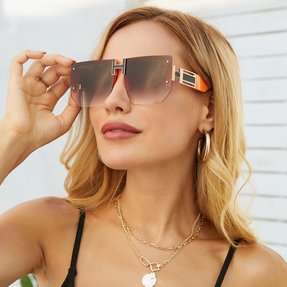 Big Size Rimless Polygon Ladies Sunglasses