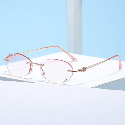 Diamond cut rim rimless anti-blue light glasses