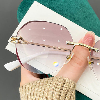 Gradient frameless anti-blue light reading glasses
