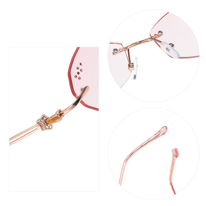 Diamond cut rim rimless anti-blue light glasses