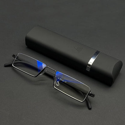 Blue light reading metal square glasses