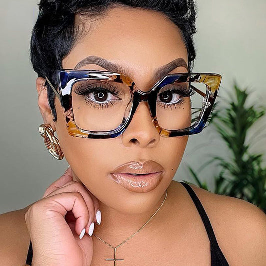 Flower Square Glasses Frames Oversize Eyeglasses