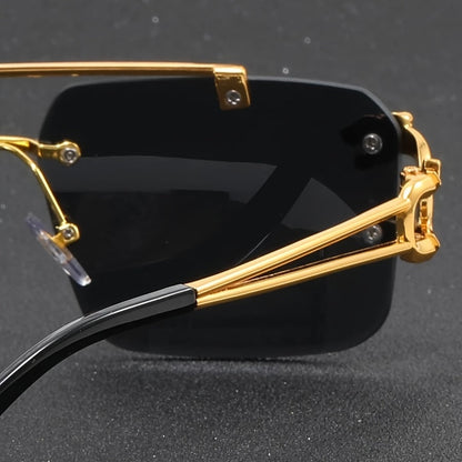 Trendy tinted square rimless sunglasses