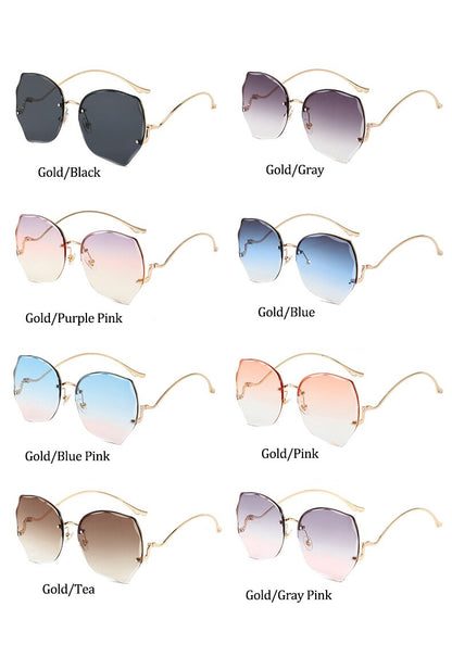 Oversized Brown Rimless Sunglasses