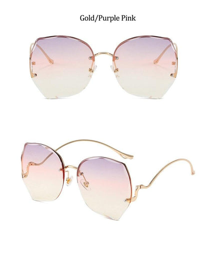 Oversized Brown Rimless Sunglasses