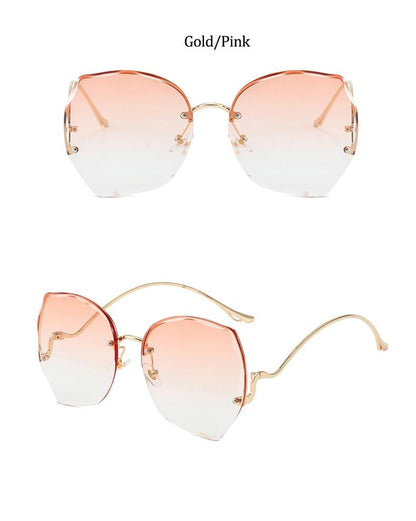 Oversized Brown Rimless Sunglasses
