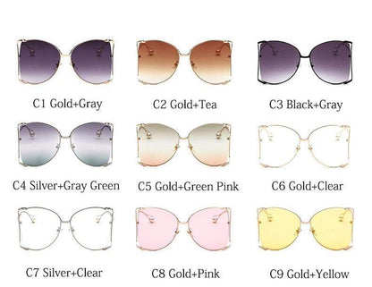 New Brand Pearls Half Round Sunglasses