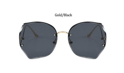 Oversized Brown Rimless Sunglasses