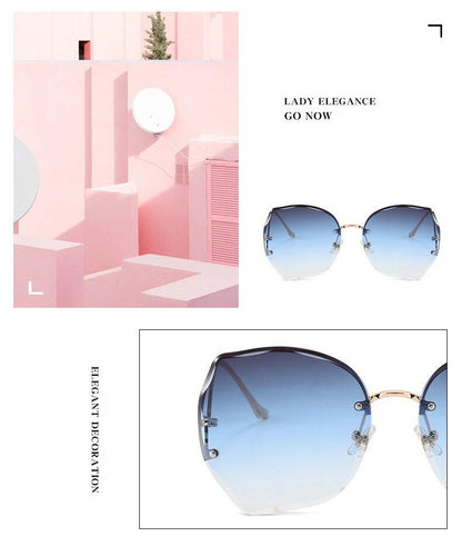 Oversized Brown Rimless Sunglasses