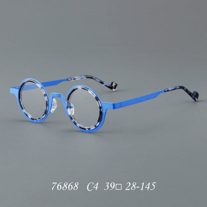 New round frame plate glasses 76868