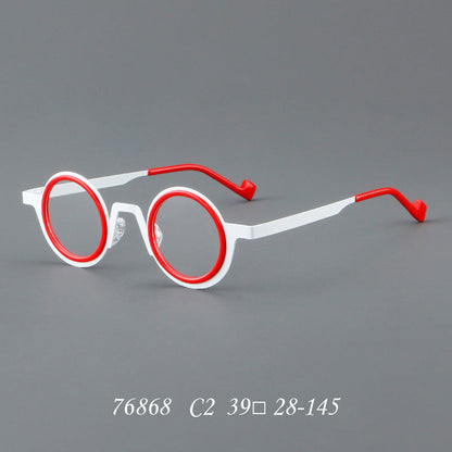 New round frame plate glasses 76868