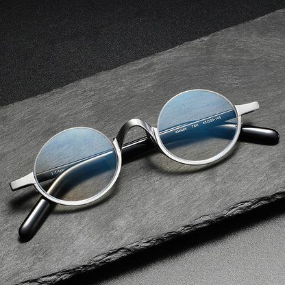 Caden Titanium Round Glasses Frame